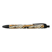 Schwarzes Oranges Tiger-Streifen-Muster-Monogramm Kugelschreiber (Oberseite)