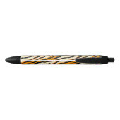Schwarzes Oranges Tiger-Streifen-Muster-Monogramm Kugelschreiber (Rückseite)