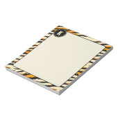 Schwarzes Oranges Tiger-Streifen-Muster-Monogramm Notizblock (Rotiert)