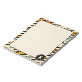 Schwarzes oranges Tiger-Streifen-Muster-Monogramm Notizblock (Rotiert)