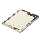 Schwarzes Oranges Tiger-Streifen-Muster-Monogramm Notizblock (Rotiert)