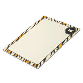 Schwarzes Oranges Tiger-Streifen-Muster-Monogramm Notizblock (angewinkelt)