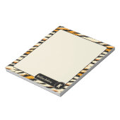 Schwarzes Oranges Tiger-Streifen-Muster-Monogramm Notizblock (Rotiert)