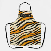 Schwarzes Oranges Tiger-Streifen-Muster-Monogramm Schürze (Vorderseite)