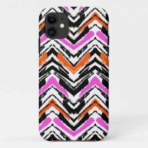 Schwarzes, oranges und rosa von Hand gezeichnetes Case-Mate iPhone Hülle