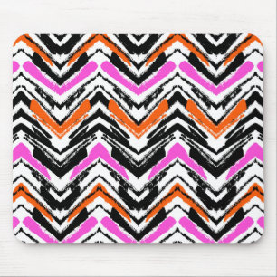 Schwarzes, oranges und rosa von Hand gezeichnetes Mousepad