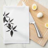 Schwarzes Orchideen-Geschirrtuch Geschirrtuch (Viertel Falte)