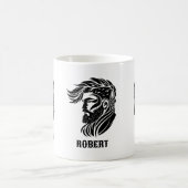 Schwarzes ornamentales Barbier-Logo Kaffeetasse (Mittel)