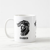 Schwarzes ornamentales Barbier-Logo Kaffeetasse (Links)