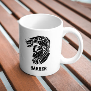 Schwarzes ornamentales Barbier-Logo Kaffeetasse