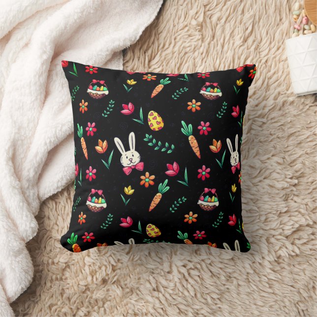 Schwarzes Ostermuster Muster Kissen (Decke)