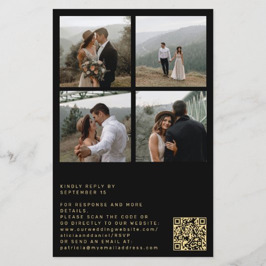 Schwarzes Overlay Foto QR Code UAWG Hochzeit (Rückseite)