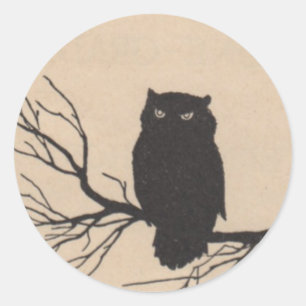 Schwarzes Owl - Halloween-Sticker Runder Aufkleber