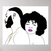 Schwarzes Paar Kunstwerke mit ästhetischer Linie ( Poster (Vorne)