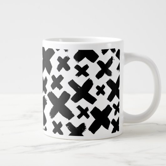 Schwarzes Paint Splash Muster Jumbo-Tasse (Rechts)