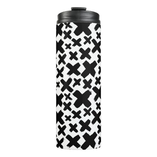 Schwarzes Paint Splash Muster Thermosbecher (Vorderseite)