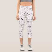 Schwarzes Paint-Spritzer-Muster Capri Leggings (Vorderseite)