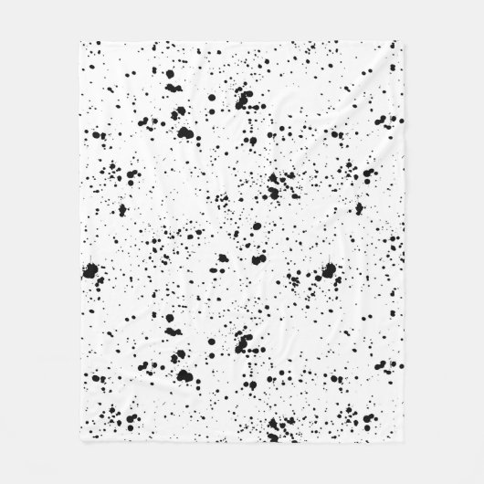 Schwarzes Paint-Spritzer-Muster Fleecedecke (Vorderseite)