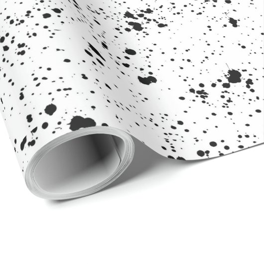 Schwarzes Paint-Spritzer-Muster Geschenkpapier (Rolleneckpunkt)