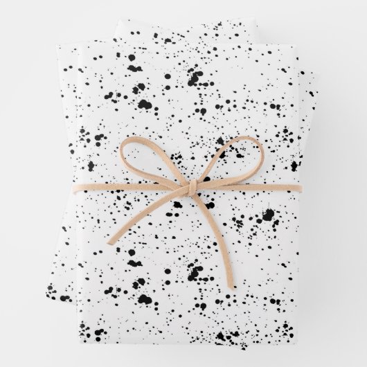 Schwarzes Paint-Spritzer-Muster Geschenkpapier Set (Beispiel)