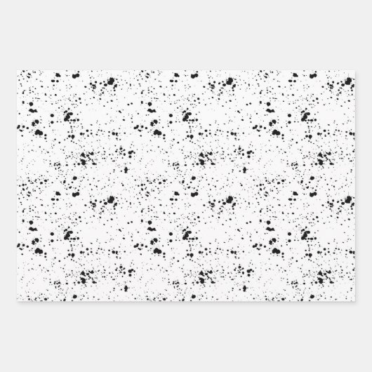 Schwarzes Paint-Spritzer-Muster Geschenkpapier Set (Vorderseite)