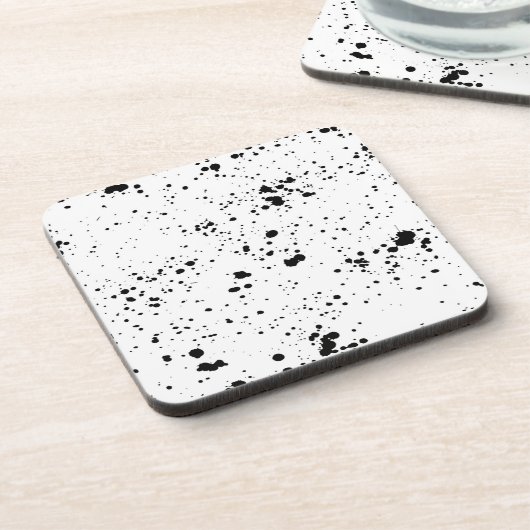 Schwarzes Paint-Spritzer-Muster Getränkeuntersetzer (Linke Seite)