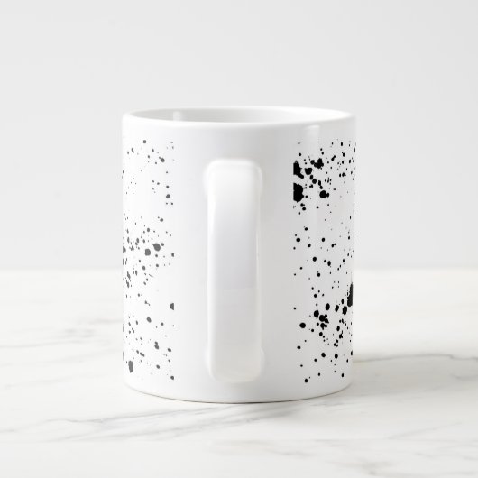 Schwarzes Paint-Spritzer-Muster Jumbo-Tasse (Rückseite)