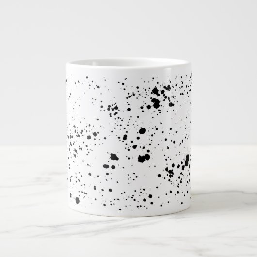 Schwarzes Paint-Spritzer-Muster Jumbo-Tasse (Vorderseite)