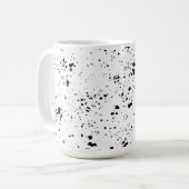 Schwarzes Paint-Spritzer-Muster Kaffeetasse (Vorderseite Links)