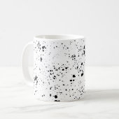 Schwarzes Paint-Spritzer-Muster Kaffeetasse (Vorderseite Links)