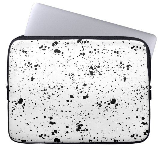 Schwarzes Paint-Spritzer-Muster Laptopschutzhülle (Vorderseite)
