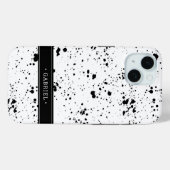 Schwarzes Paint-Spritzer-Muster | Name hinzufügen Case-Mate iPhone Hülle (Rückseite (Horizontal))