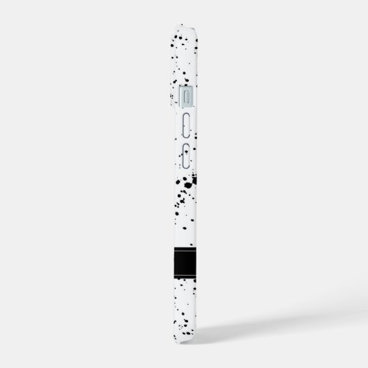 Schwarzes Paint-Spritzer-Muster | Name hinzufügen iPhone 15 Hülle (Linke Seite)