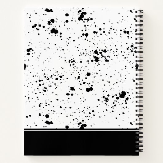 Schwarzes Paint-Spritzer-Muster | Name hinzufügen Notizblock (Rückseite)