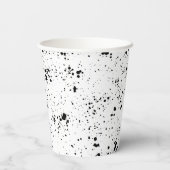 Schwarzes Paint-Spritzer-Muster Pappbecher (Rückseite)