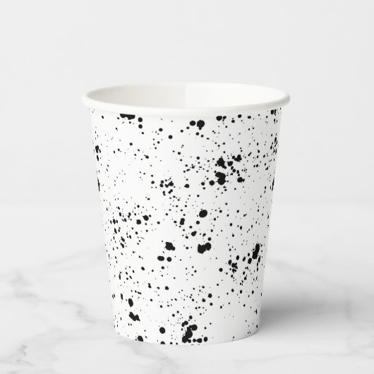 Schwarzes Paint-Spritzer-Muster Pappbecher (Links)