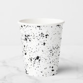 Schwarzes Paint-Spritzer-Muster Pappbecher (Vorderseite)