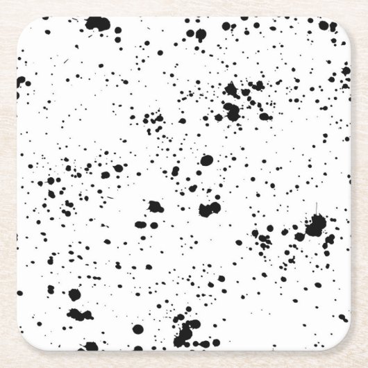 Schwarzes Paint-Spritzer-Muster Rechteckiger Pappuntersetzer (Vorderseite)