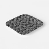 Schwarzes Paisley-Damask Blumenmuster orientiert e Pappteller (Gewinkelt)