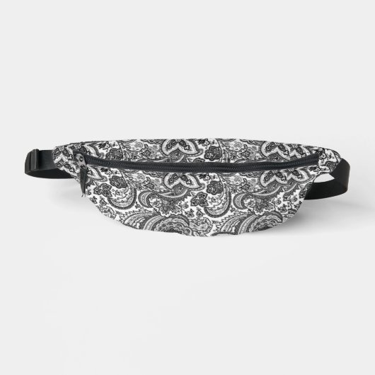 Schwarzes Paisley-Muster Bauchtasche (Vorderseite)