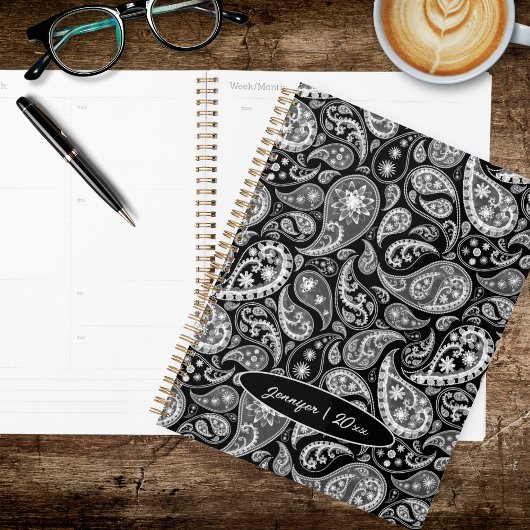 Schwarzes Paisley Planer