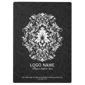 Schwarzes Paisley und weiße Blumenspitze Klemmbrett (Rückseite)