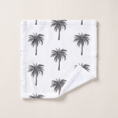 Schwarzes Palmenbaum-Muster Badhandtuch Set (Waschlappen)