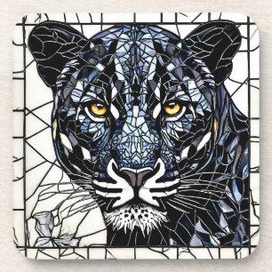 Schwarzes Panther-Farbglas Getränkeuntersetzer