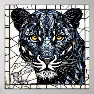 Schwarzes Panther-Farbglas Poster