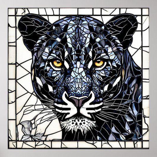 Schwarzes Panther-Farbglas Poster (Vorne)
