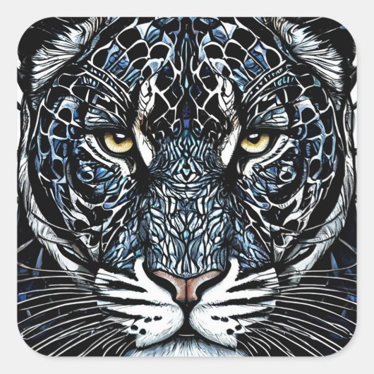 Schwarzes Panther-Farbglas Quadratischer Aufkleber (Vorderseite)