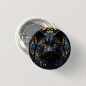 Schwarzes Panther-Portrait Button (Vorne & Hinten)