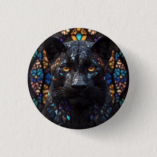 Schwarzes Panther-Portrait Button (Vorderseite)