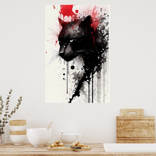 Schwarzes Panther-Portrait Poster (Küche)